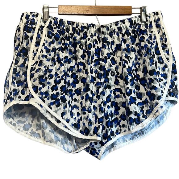 Adidas Women's Running Shorts Leopard Print Blue Gray White Activewear - Picture 1 of 5